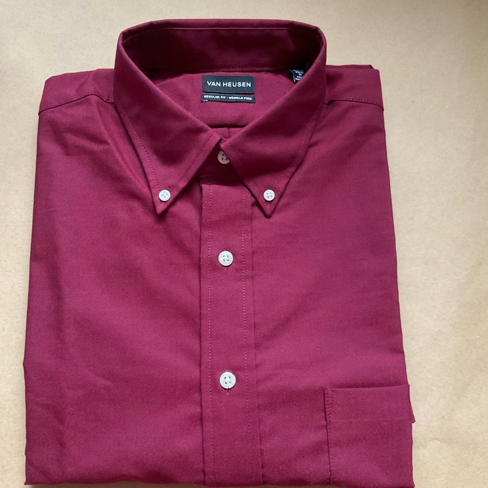 Van Heusen Men's Deep Red Button Down Shirt